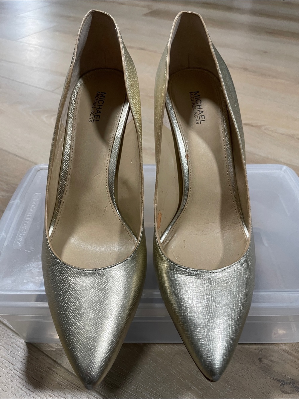 Michael Kors Metallic Gold Pointed-Toe Pumps